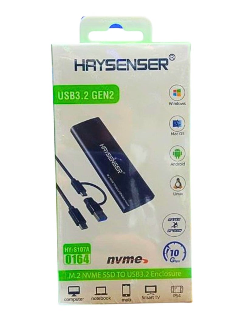 Haysenser USB3.2 GEN2 M.2 NVME SSD TO USB3.2 Enclosure - Image 1